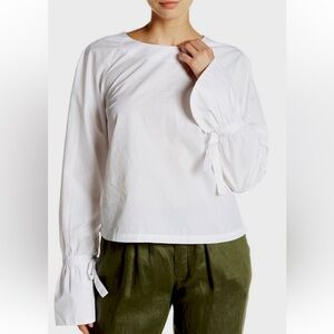 Frame Poplin Cotton Voluminous Cuff Blouse
